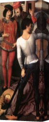 Memling Canvas Paintings - St John Altarpiece [detail 4, left wing] by Hans Memling